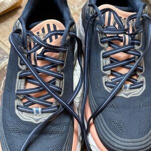 Hoka Women's Navy and Coral Athletic Running Shoes